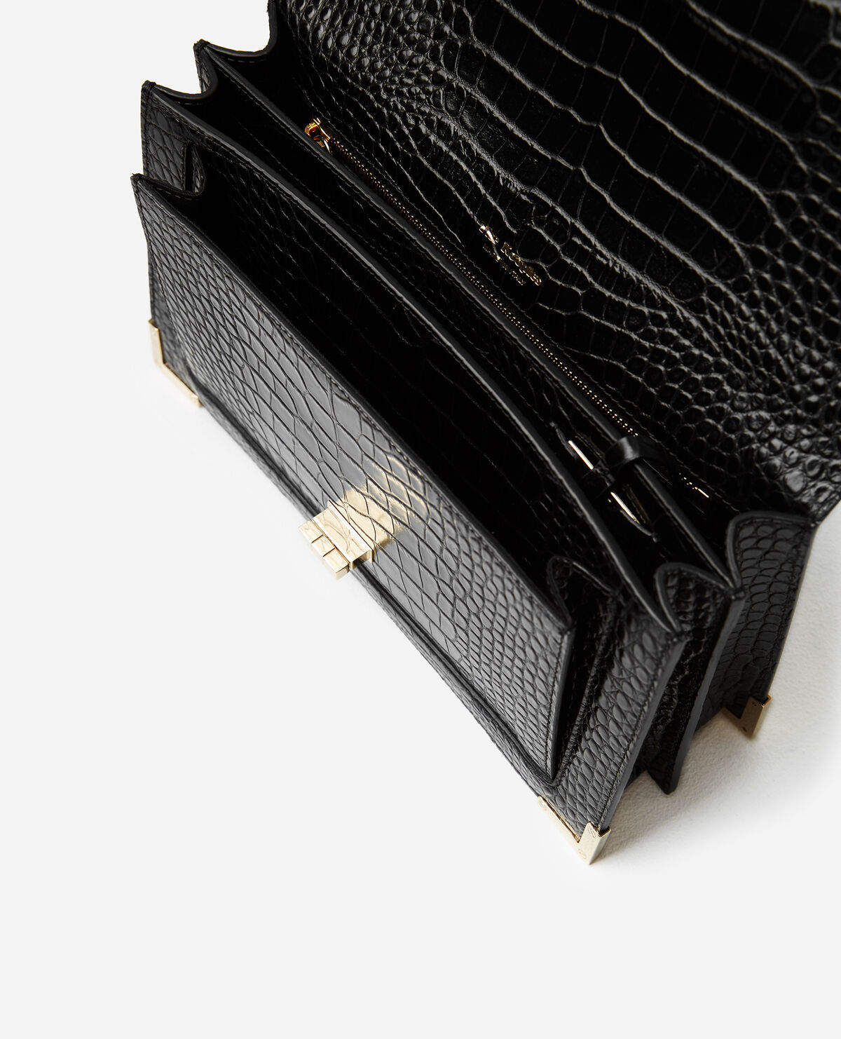 Medium Emily bag in black mock croc