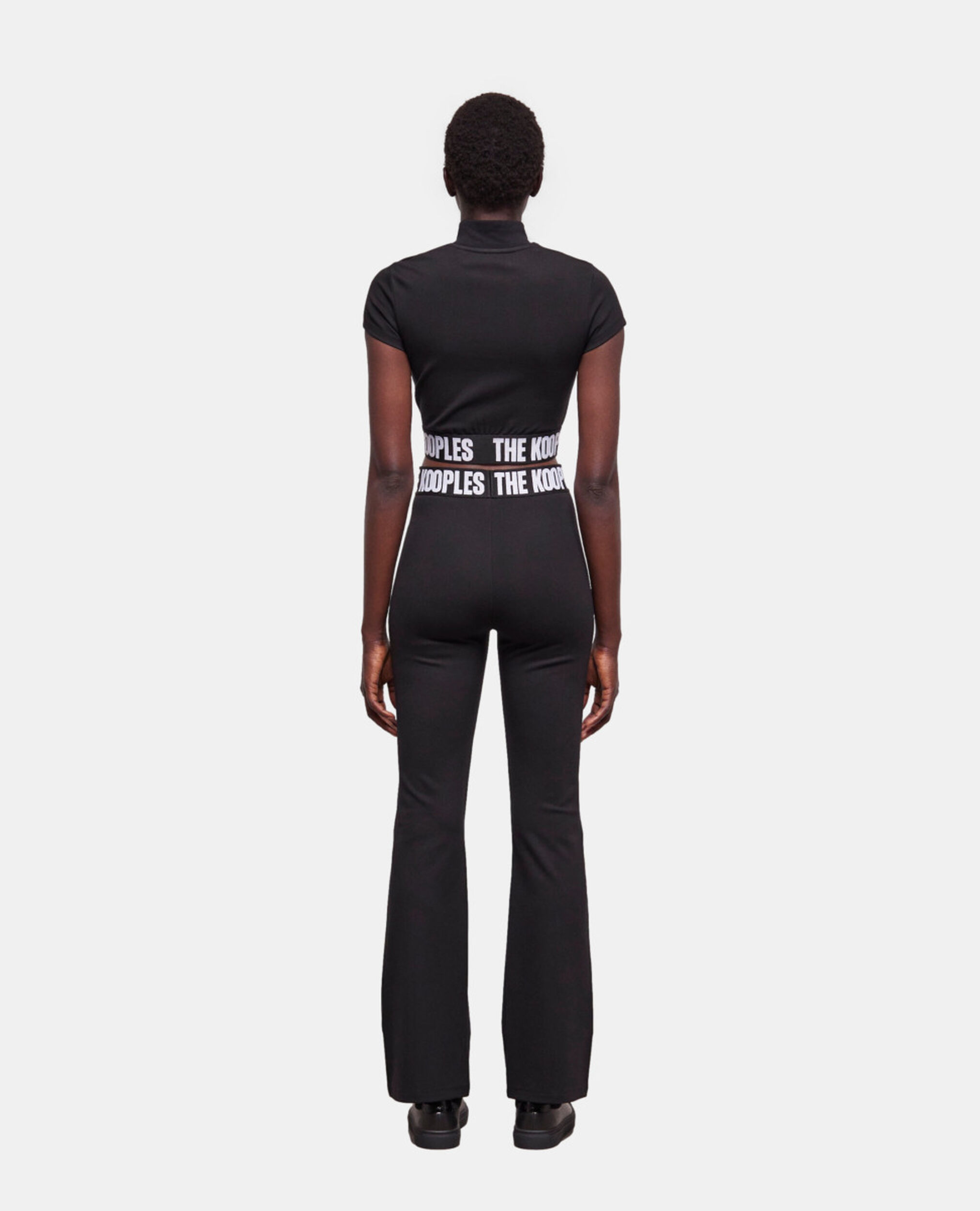 Black logo flared pants, BLACK, hi-res image number null