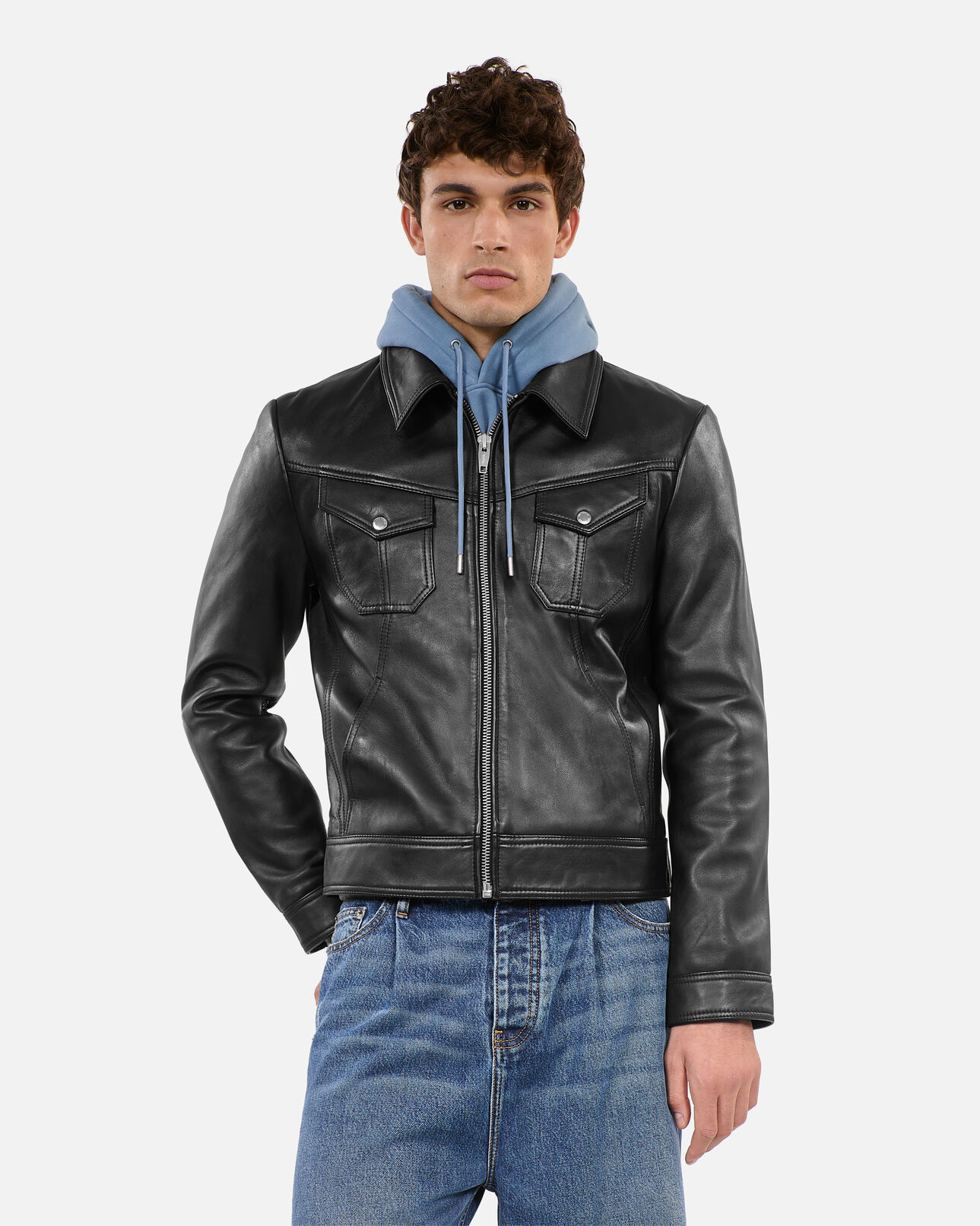 The Kooples HOMME BLACK blouson en cuir noir