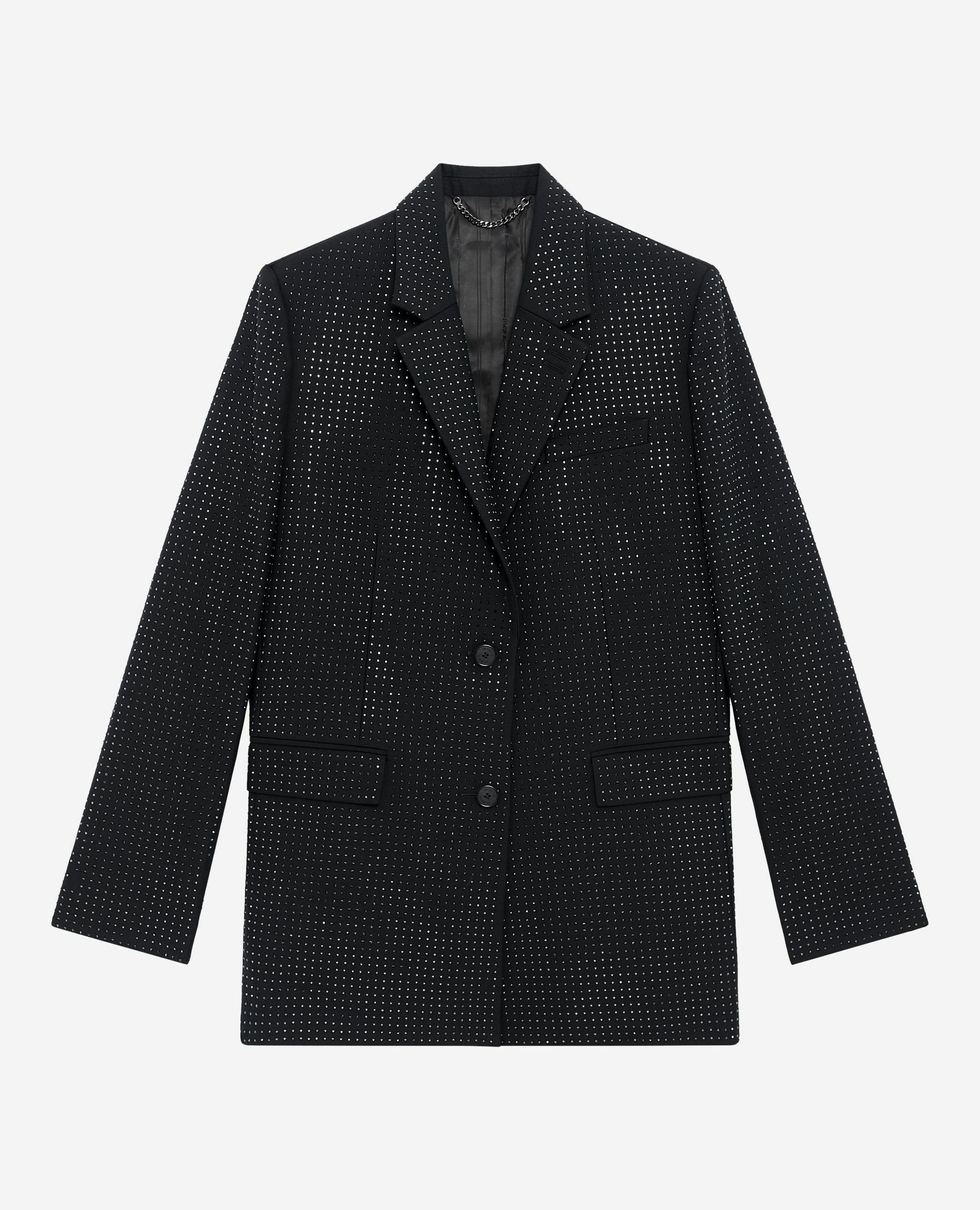 Black rhinestone jacket, BLACK, hi-res image number null