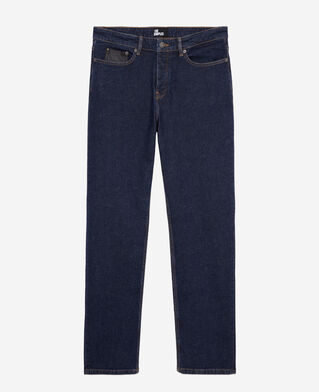 The Kooples HOMME BLUE BRUT jean bleu slim avec poche en cuir