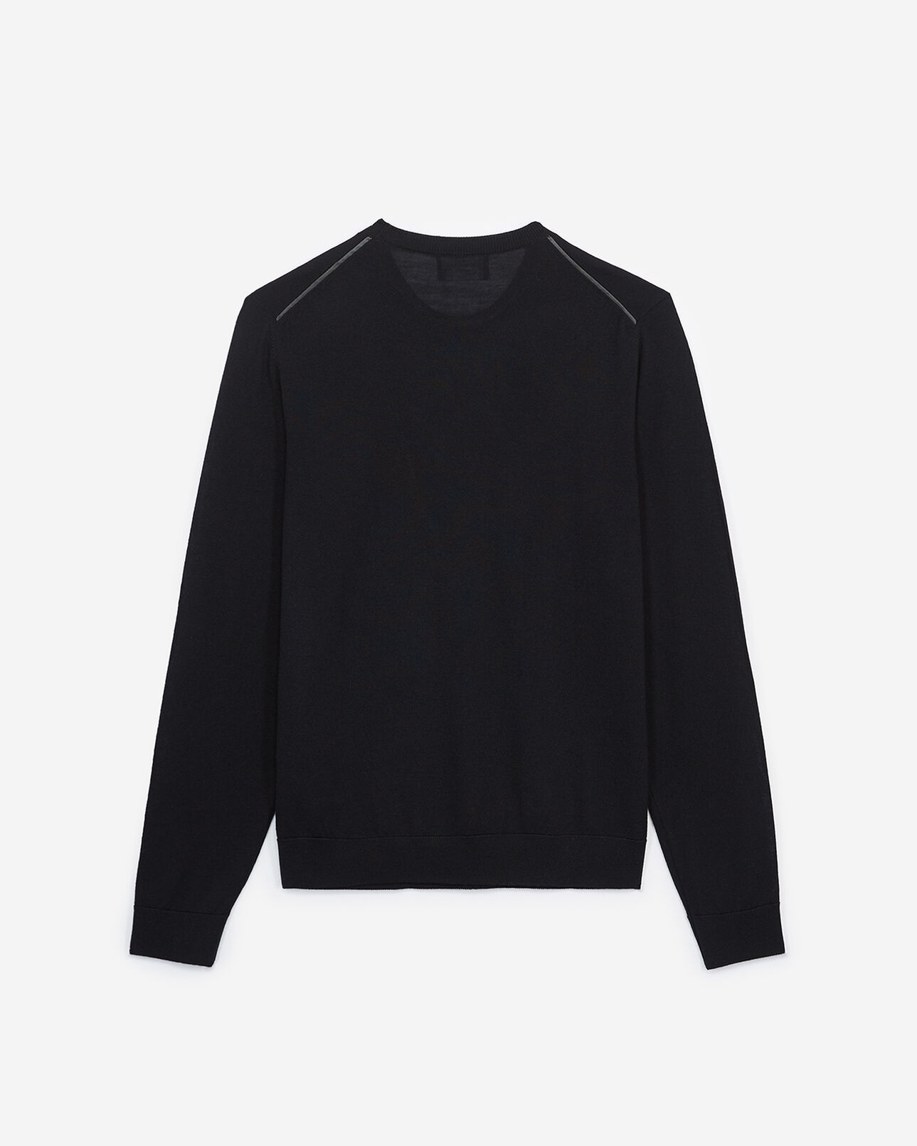 The Kooples MEN DARK NAVY slim blue wool sweater with crew neck