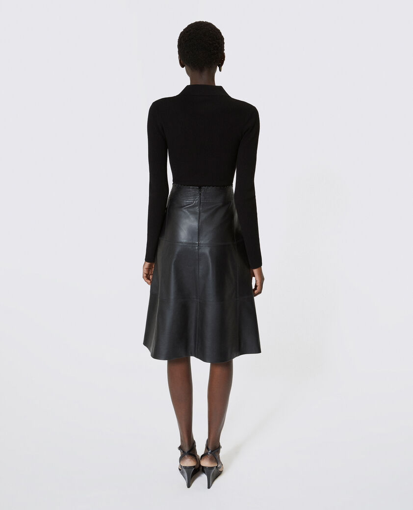 The Kooples MUJER BLACK falda midi de cuero negro