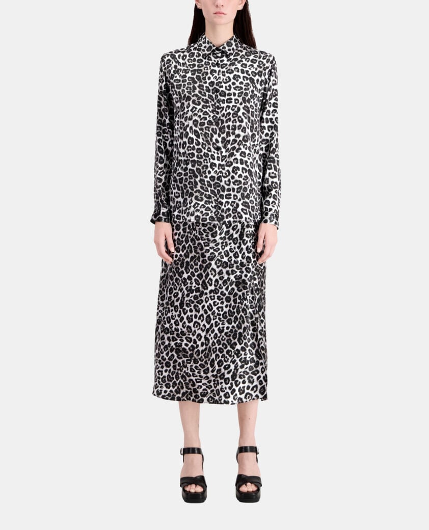 The Kooples FEMME BLACK WHITE LEOPARD chemise imprimée en soie