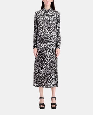 The Kooples DAMEN BLACK WHITE LEOPARD seidenhemd mit print