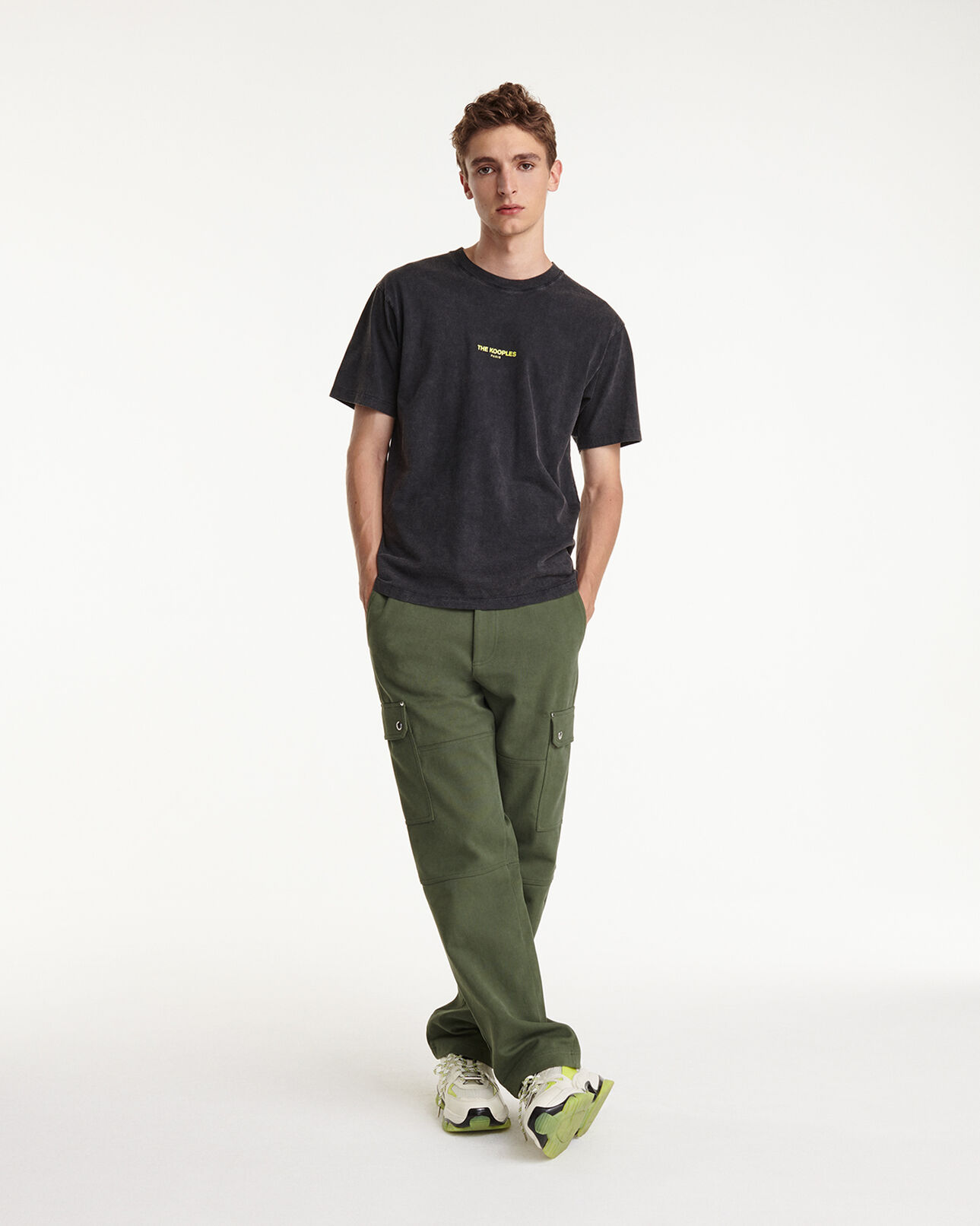The Kooples HOMBRE BLACK WASHED camiseta negra desgastada algodón logotipo
