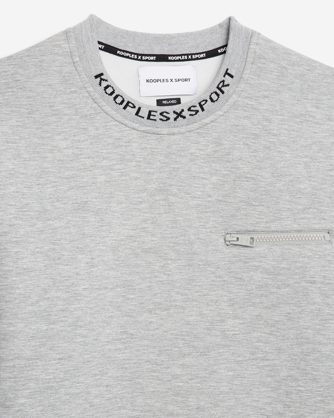 The Kooples MEN LIGHT GREY MELANGE neoprene grey crew-neck sweatshirt/neck logo