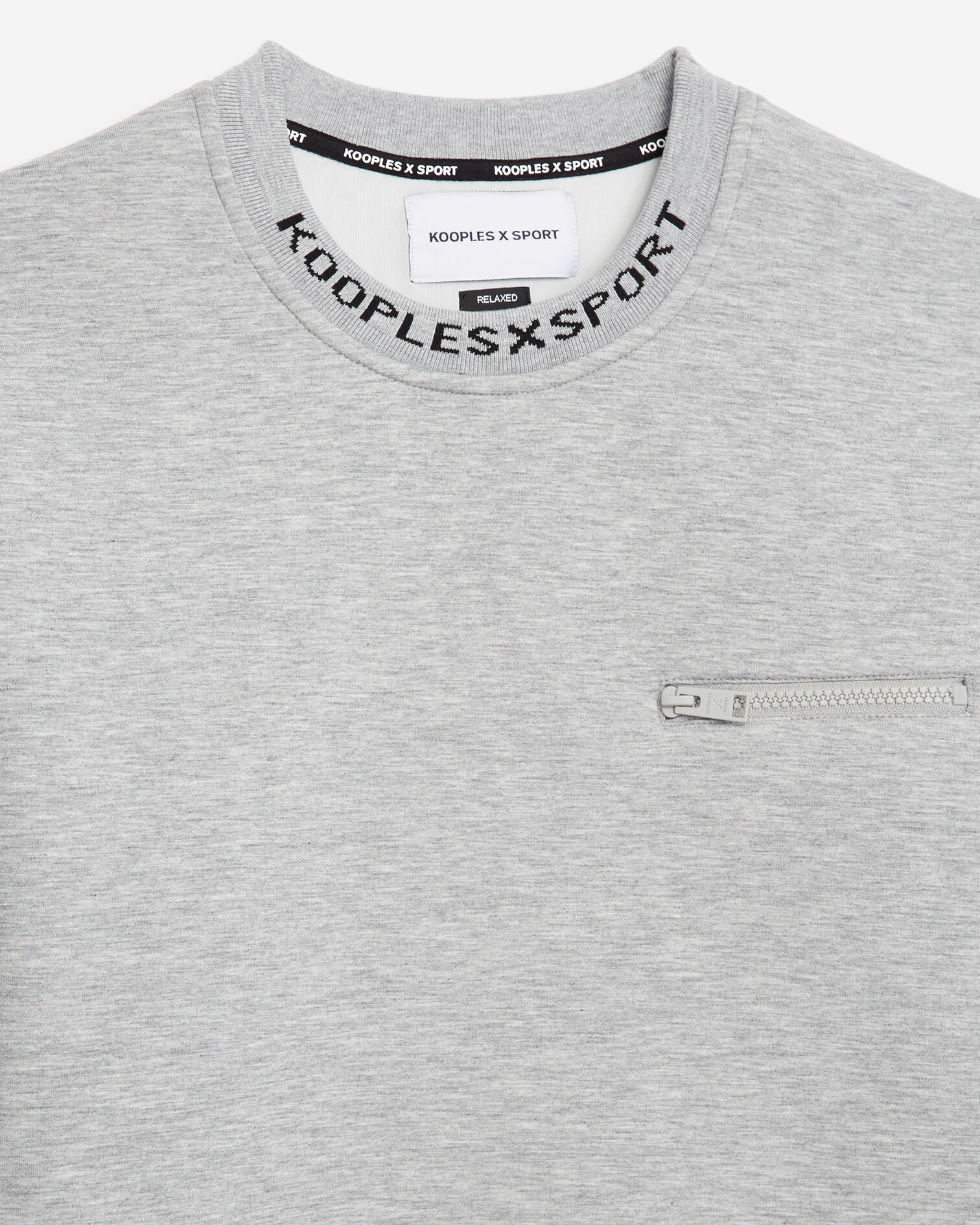 Neoprene grey crew-neck sweatshirt/neck logo, LIGHT GREY MELANGE, hi-res image number null