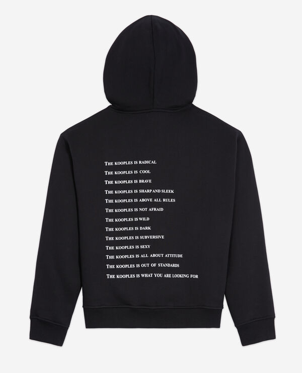 The Kooples DAMEN BLACK schwarzes kapuzensweatshirt „what is“