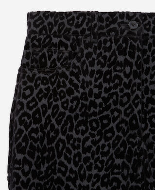 The Kooples FEMME BLACK pantalon de costume en velours léopard noir