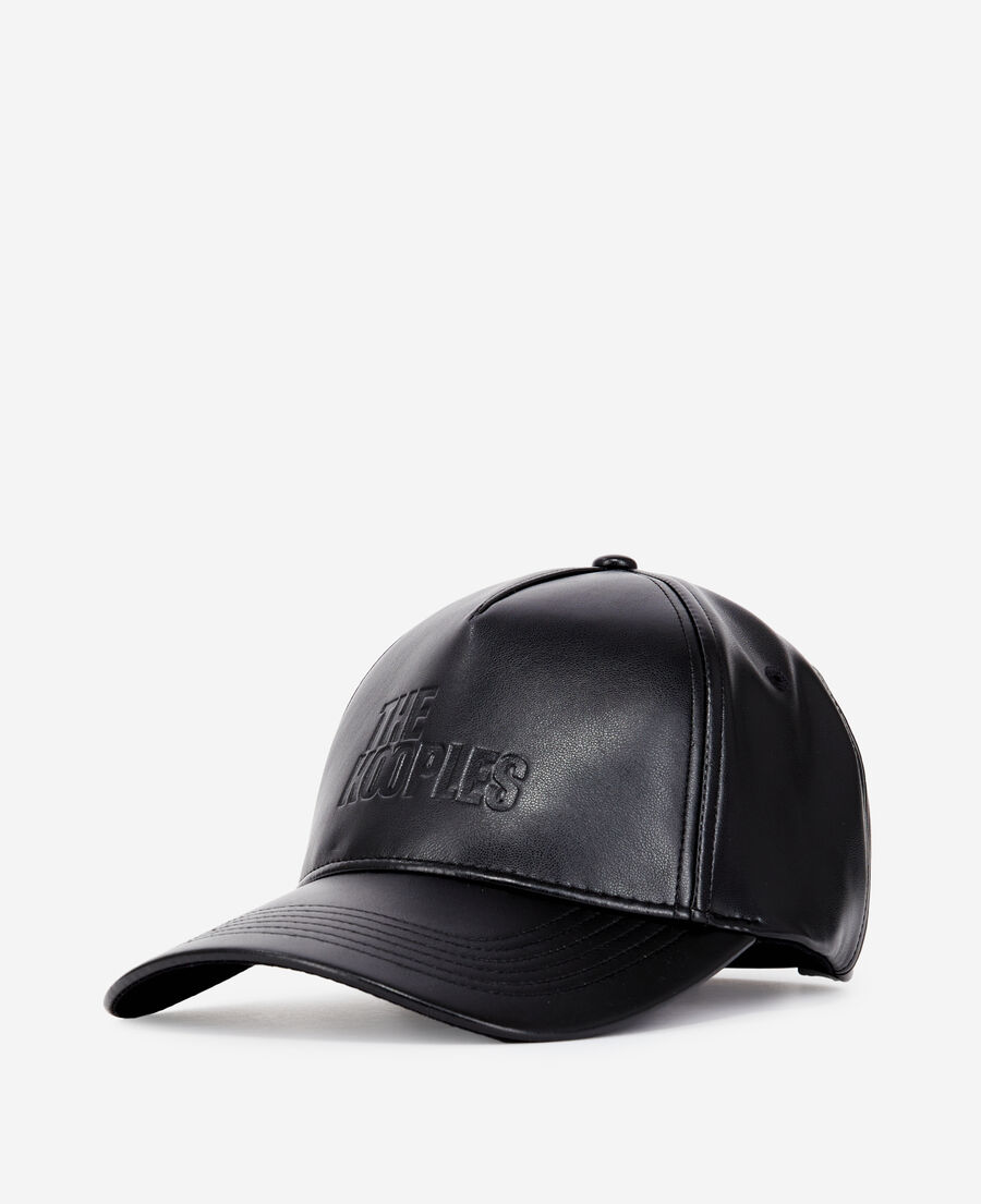 더 쿠플스 The Kooples Casquette noire effet cuir,BLACK