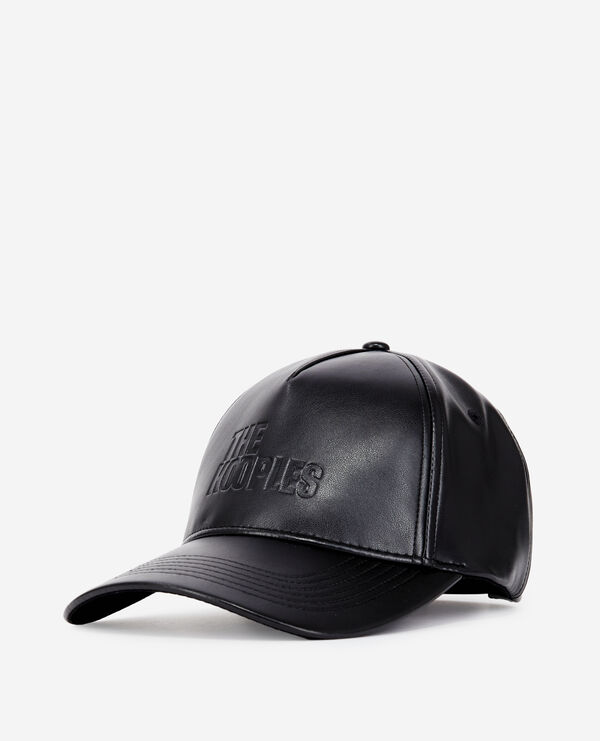 black leather effect cap