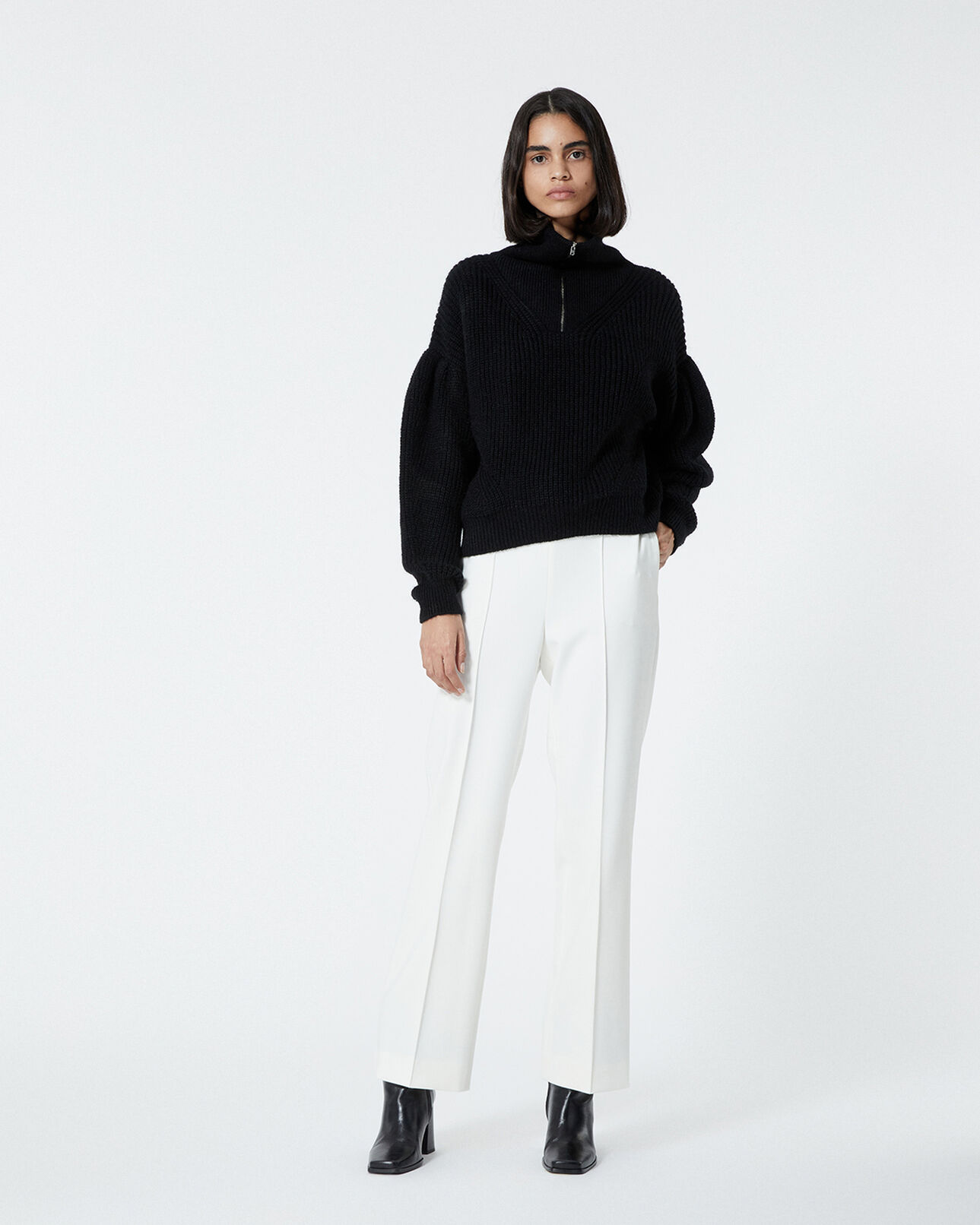 The Kooples FEMME BLACK pull maille noir à col camionneur