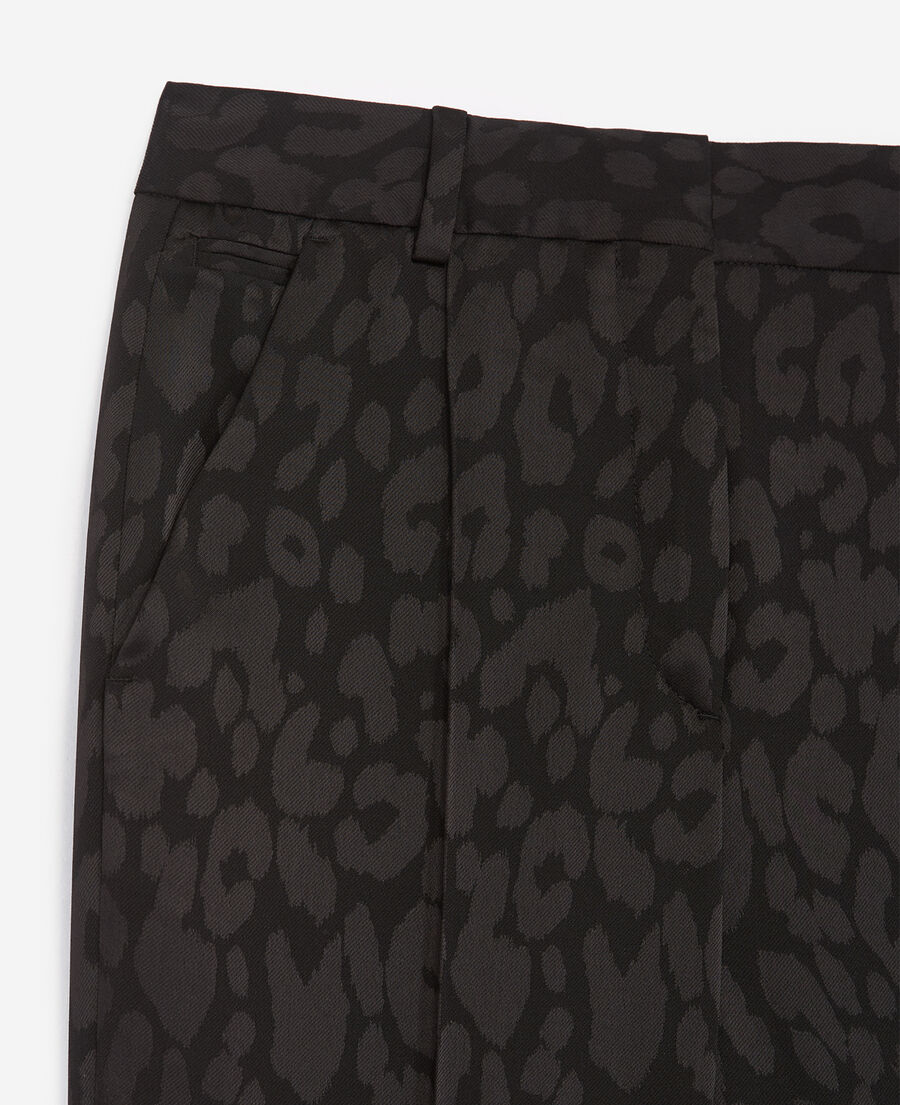 black loose fit leopard print trousers