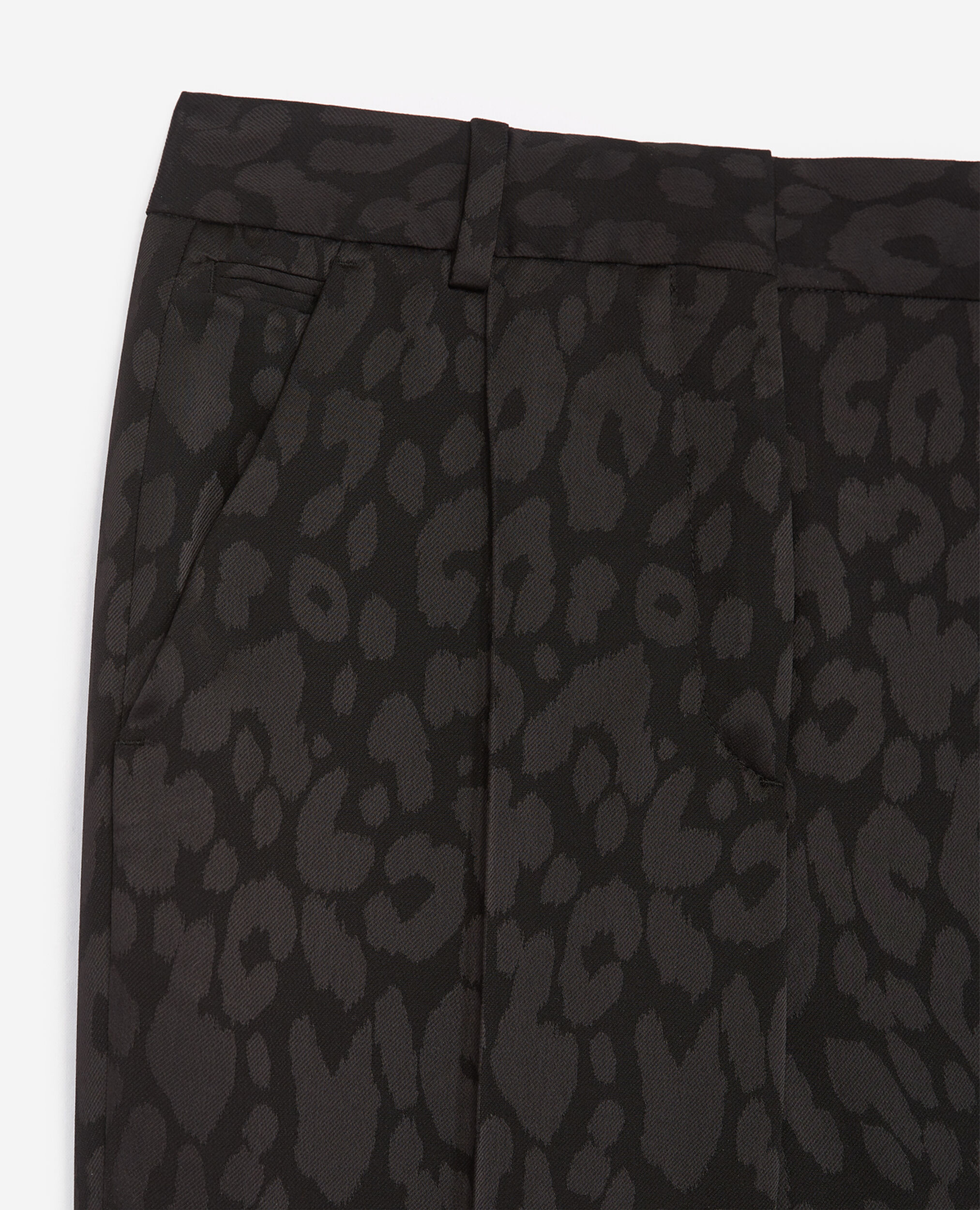 Black loose fit leopard print trousers, BLACK, hi-res image number null