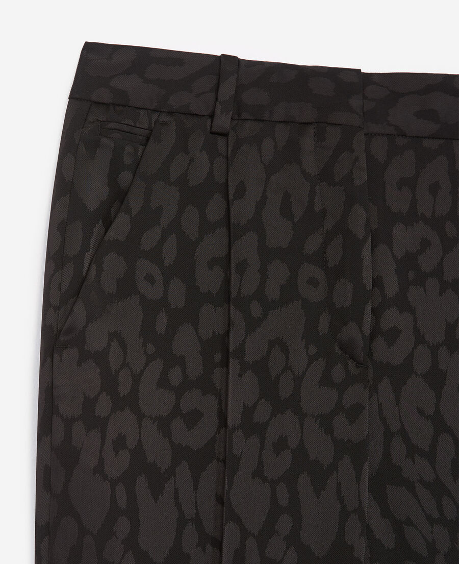 pantalon fluide imprimé léopard noir