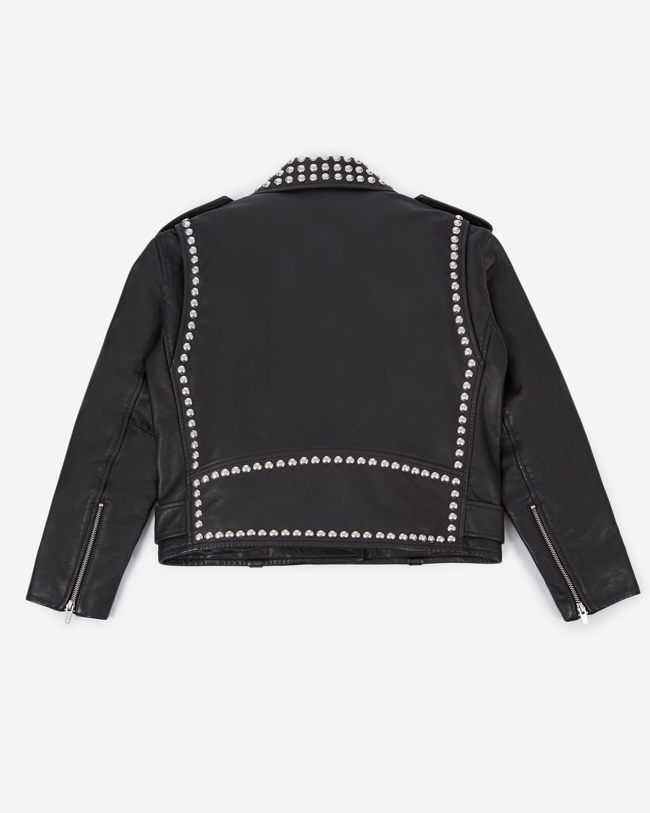 The Kooples FEMME BLACK blouson cuir noir à détails cloutés