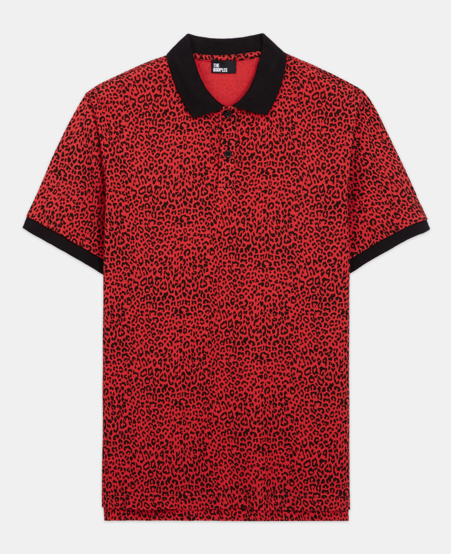 camisa polo leopardo roja