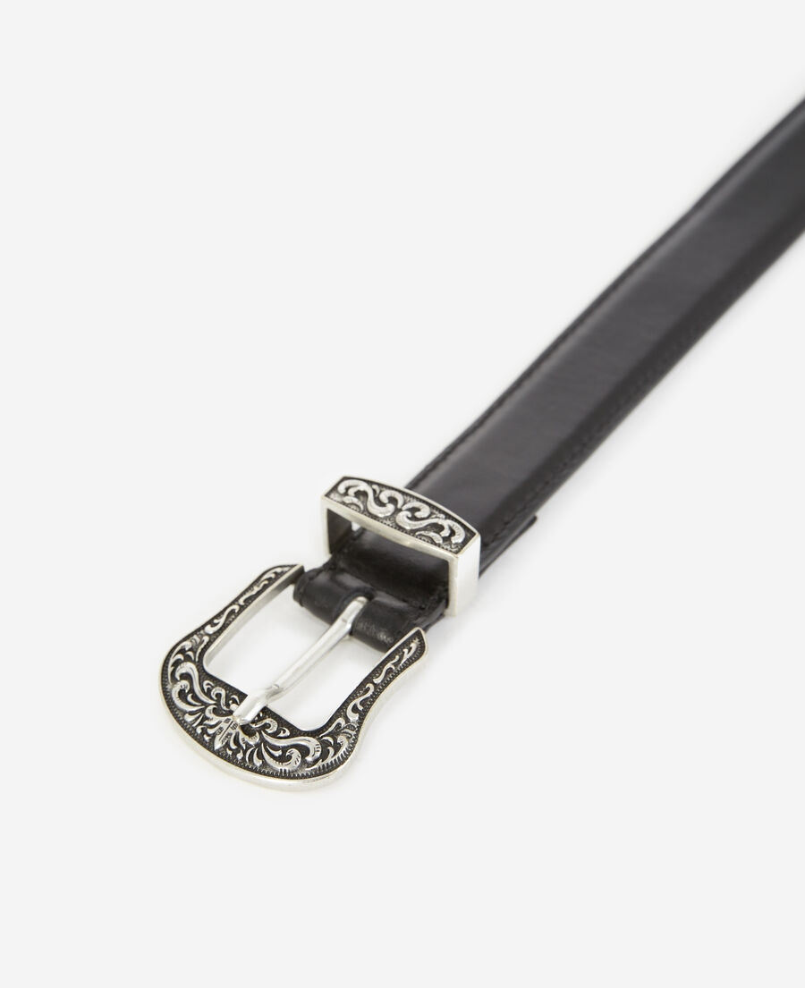 Black leather belt with western detail | The Kooples