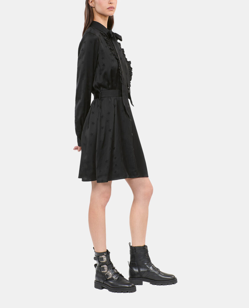 The Kooples WOMEN BLACK short black jacquard dress
