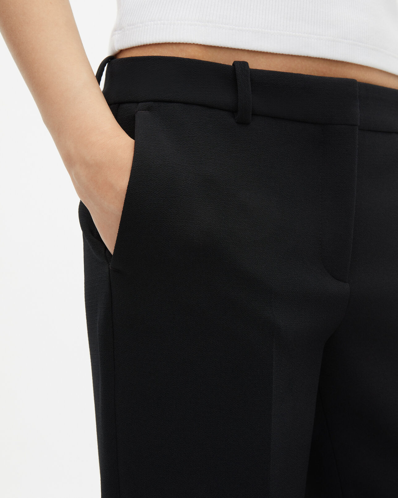 The Kooples FEMME BLACK pantalon tailleur en crêpe noir coupe droite