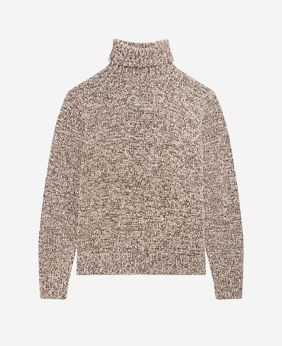 The Kooples MEN BEIGE-BROWN beige and white turtleneck sweater
