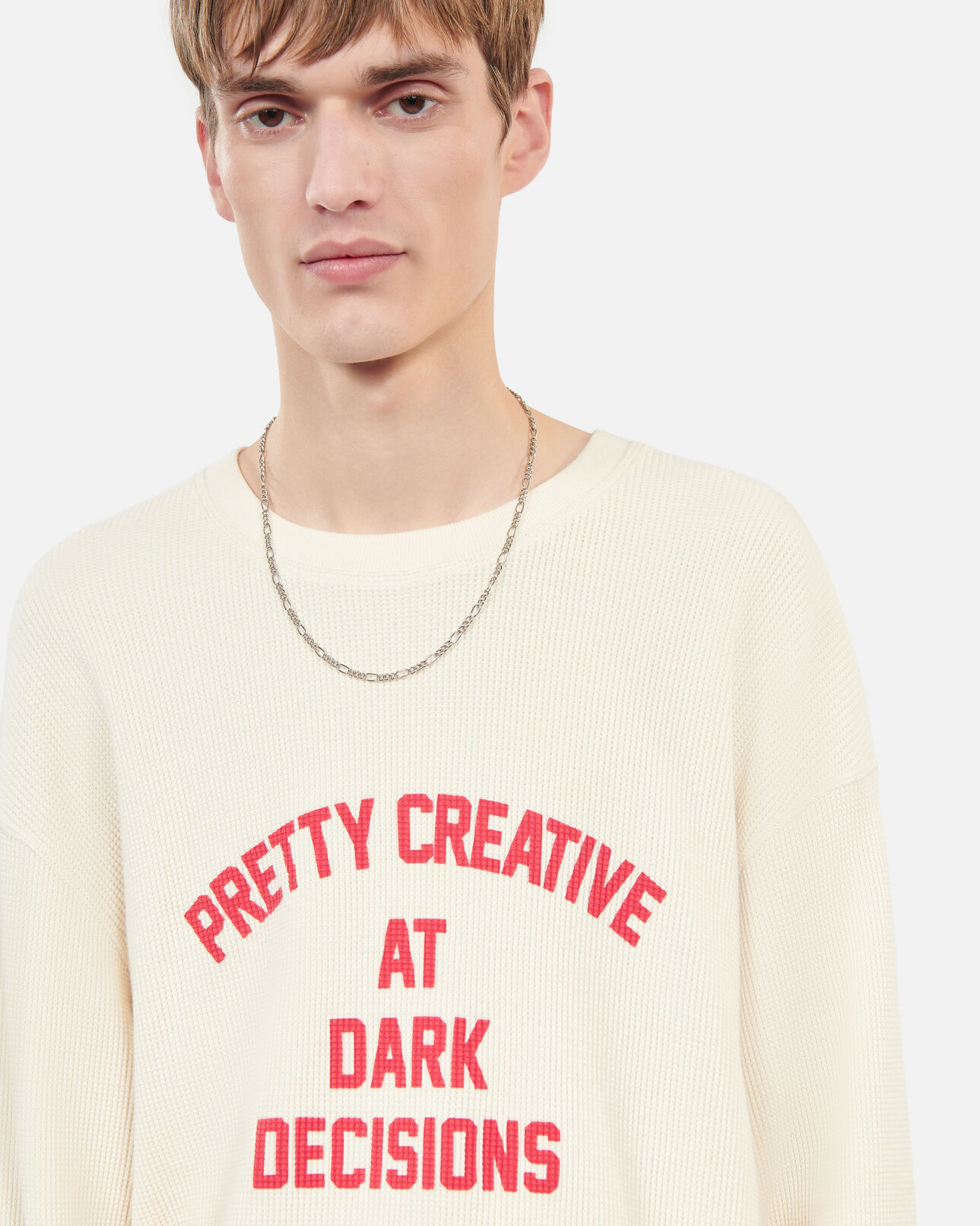 The Kooples MEN ECRU pretty creative serigraphy ecru sweatshirt