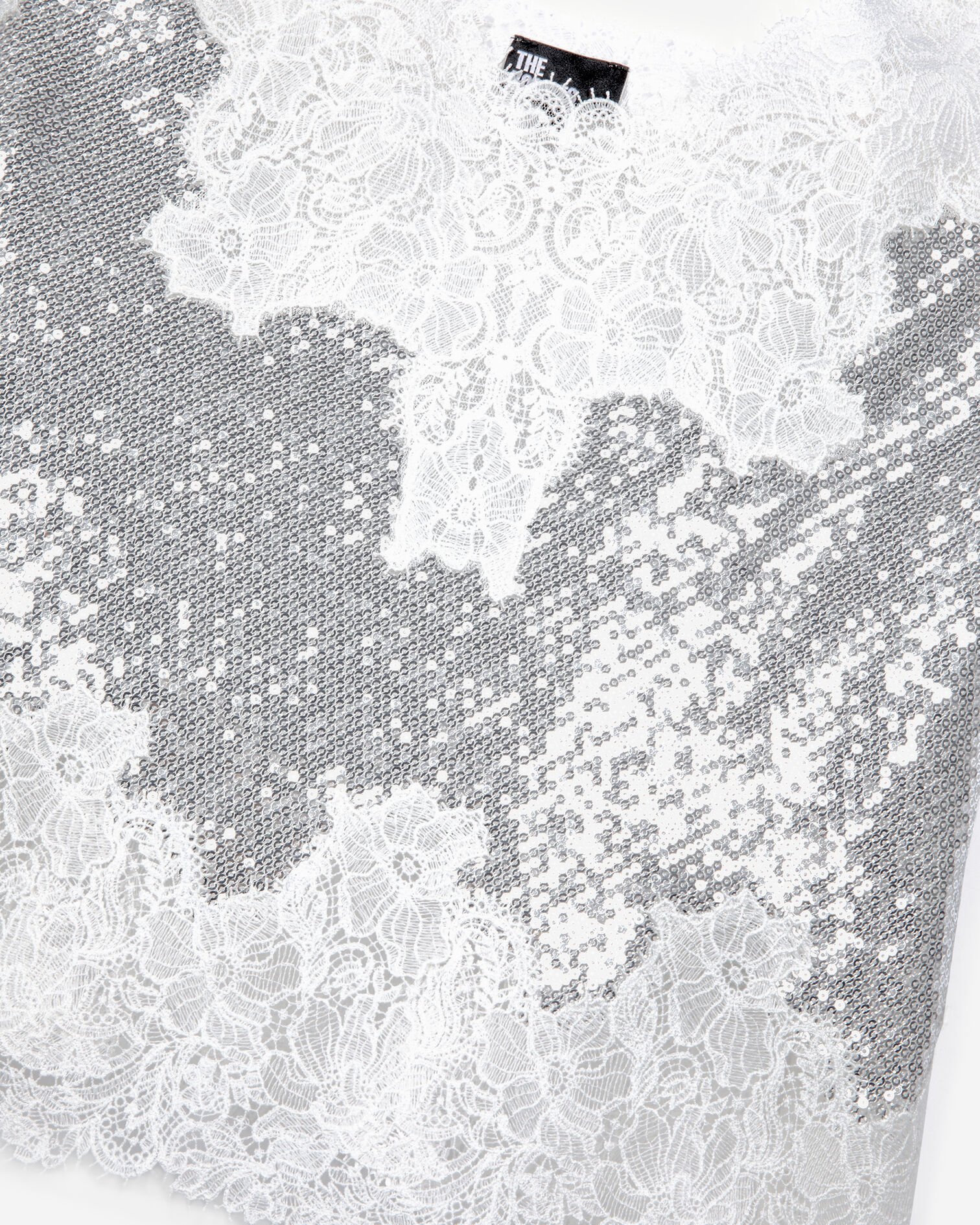 Silver sequin and lace camisole, SILVER, hi-res image number null