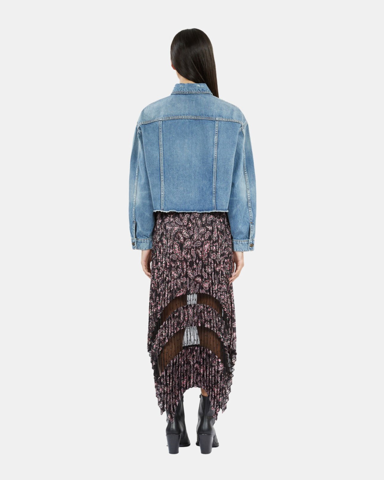 The Kooples WOMEN MEDIUM BLUE short blue denim jacket
