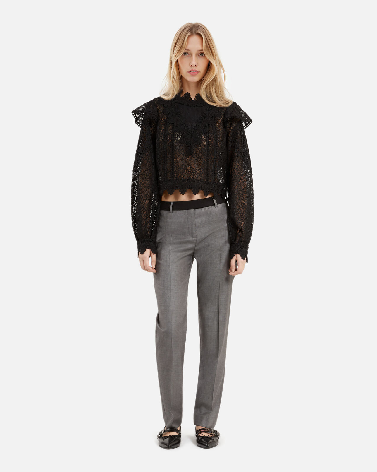 The Kooples DAMEN BLACK top aus schwarzer spitze