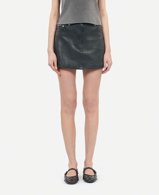The Kooples F BLACK short black leather skirt