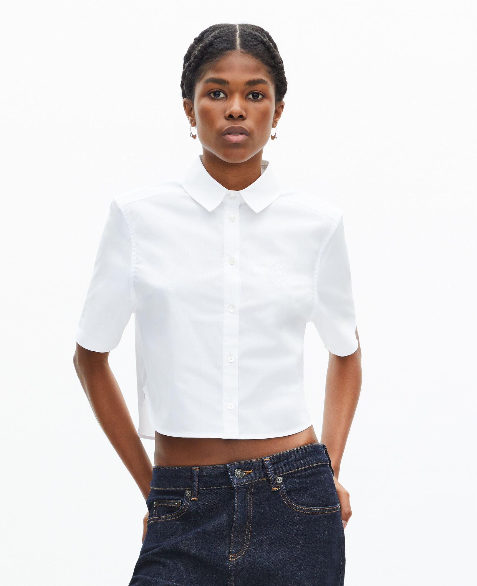 The Kooples FEMME WHITE chemise courte en popeline blanche