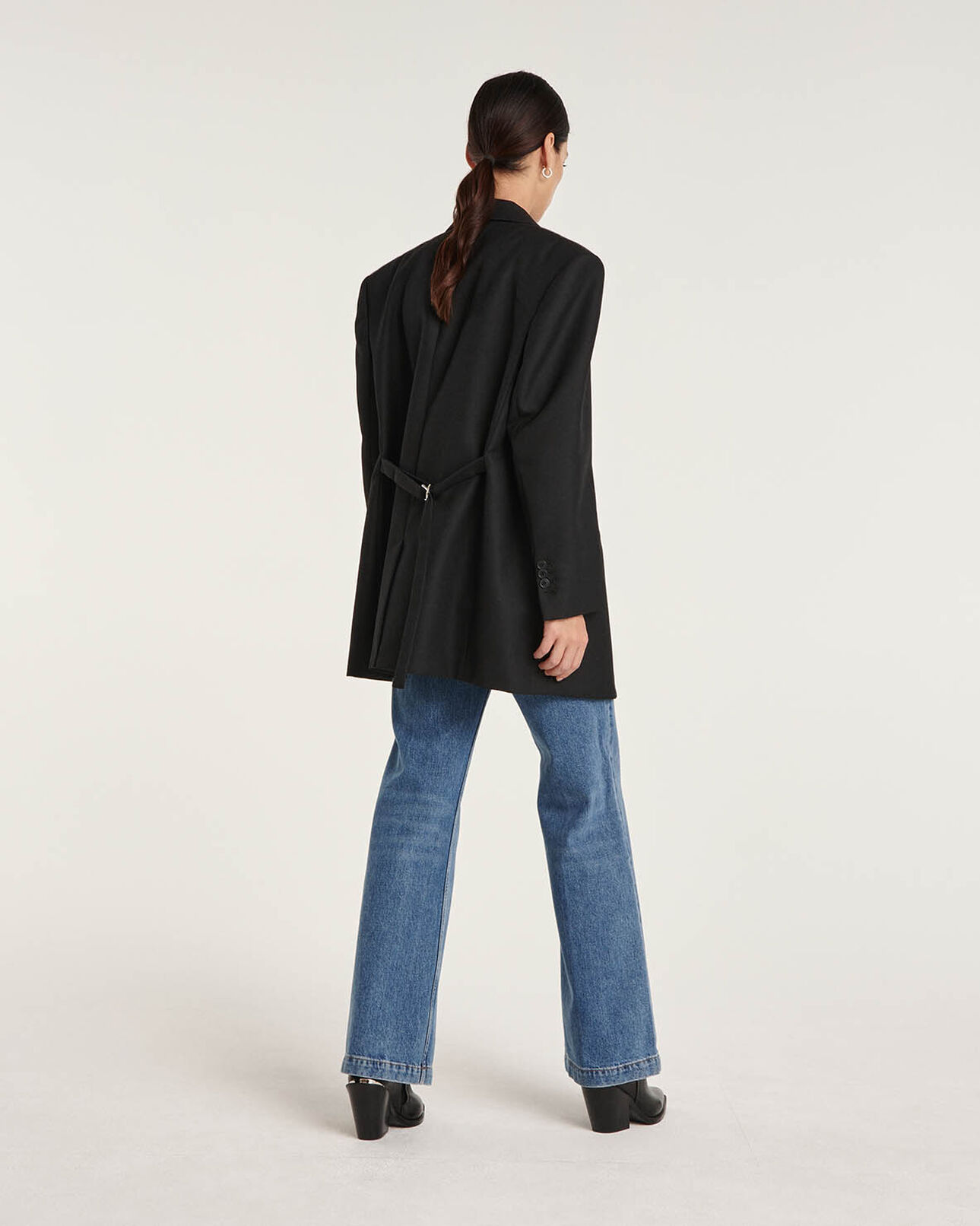 The Kooples WOMEN BLACK oversized black wool jacket w/three buttons