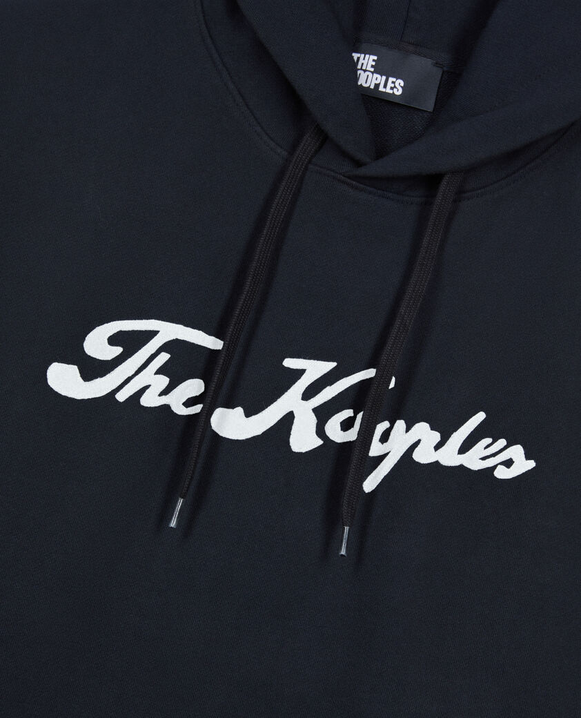 The Kooples MEN BLACK WASHED black logo hoodie