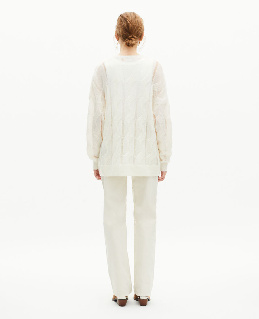 The Kooples FEMME ECRU pull à torsades en laine mélangée écru