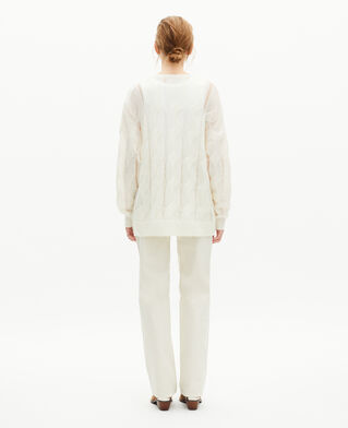The Kooples FEMME ECRU pull à torsades en laine mélangée écru