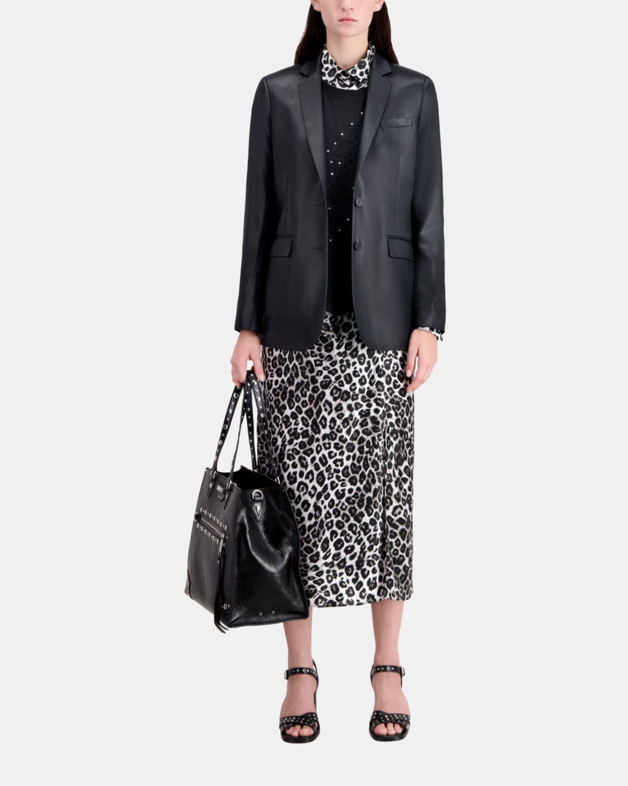The Kooples MUJER BLACK blazer negro efecto piel