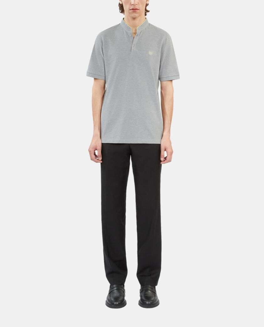 The Kooples HERREN GREY YELLOW graues poloshirt aus baumwollpiqué