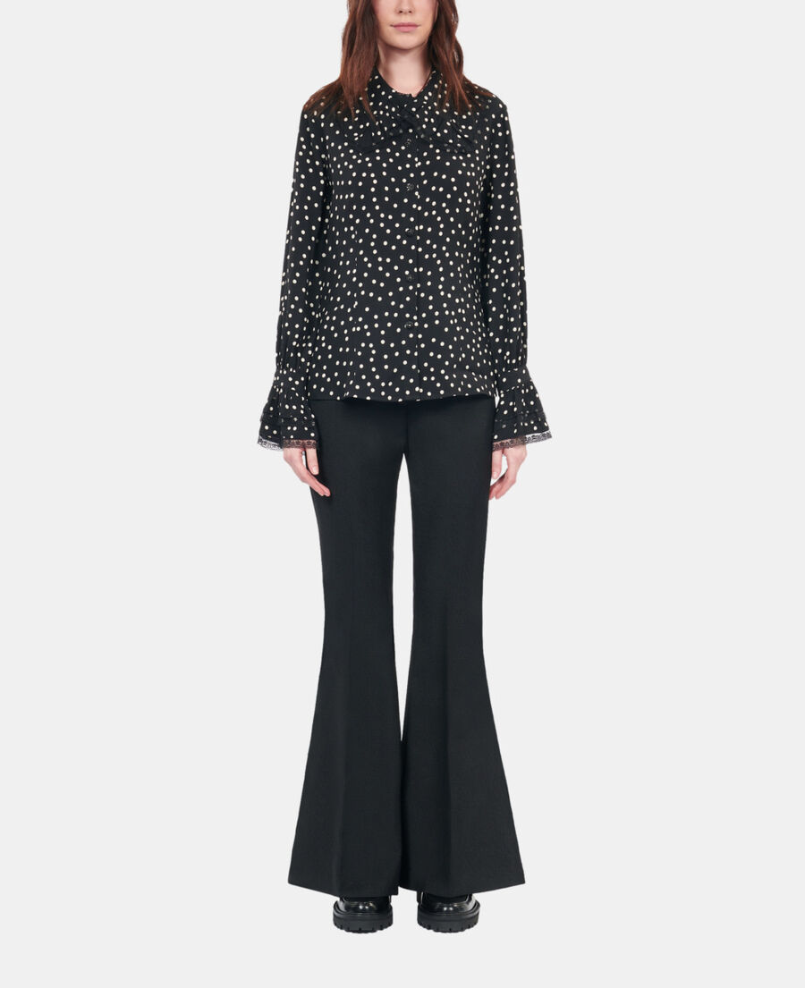 The Kooples DAMEN BLACK WHITE schwarzes hemd mit punkten