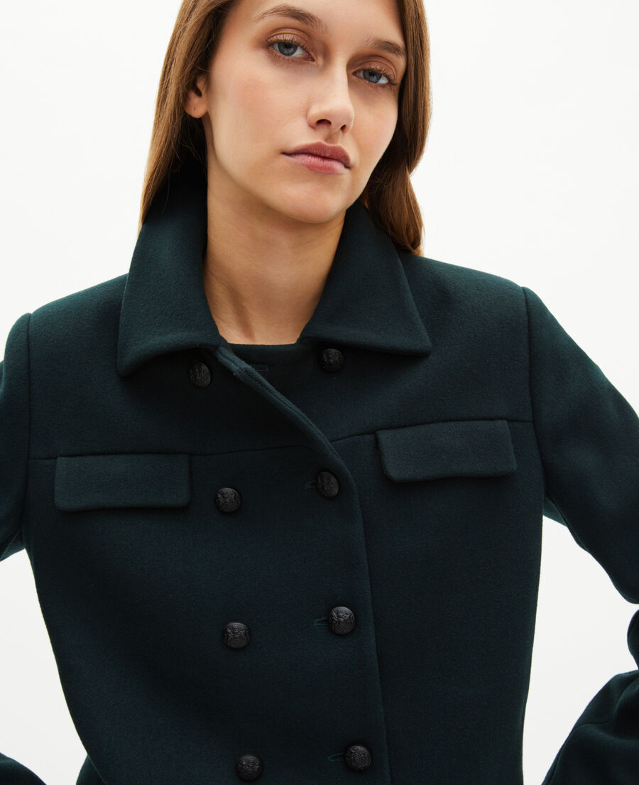 The Kooples MUJER BOTTLE GREEN chaqueta corta de lana verde oscuro