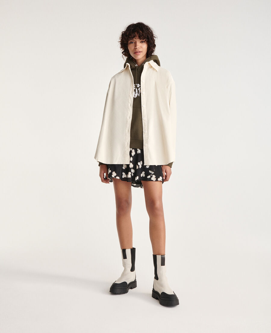 The Kooples WOMEN ECRU ecru leather chelsea boots with logo