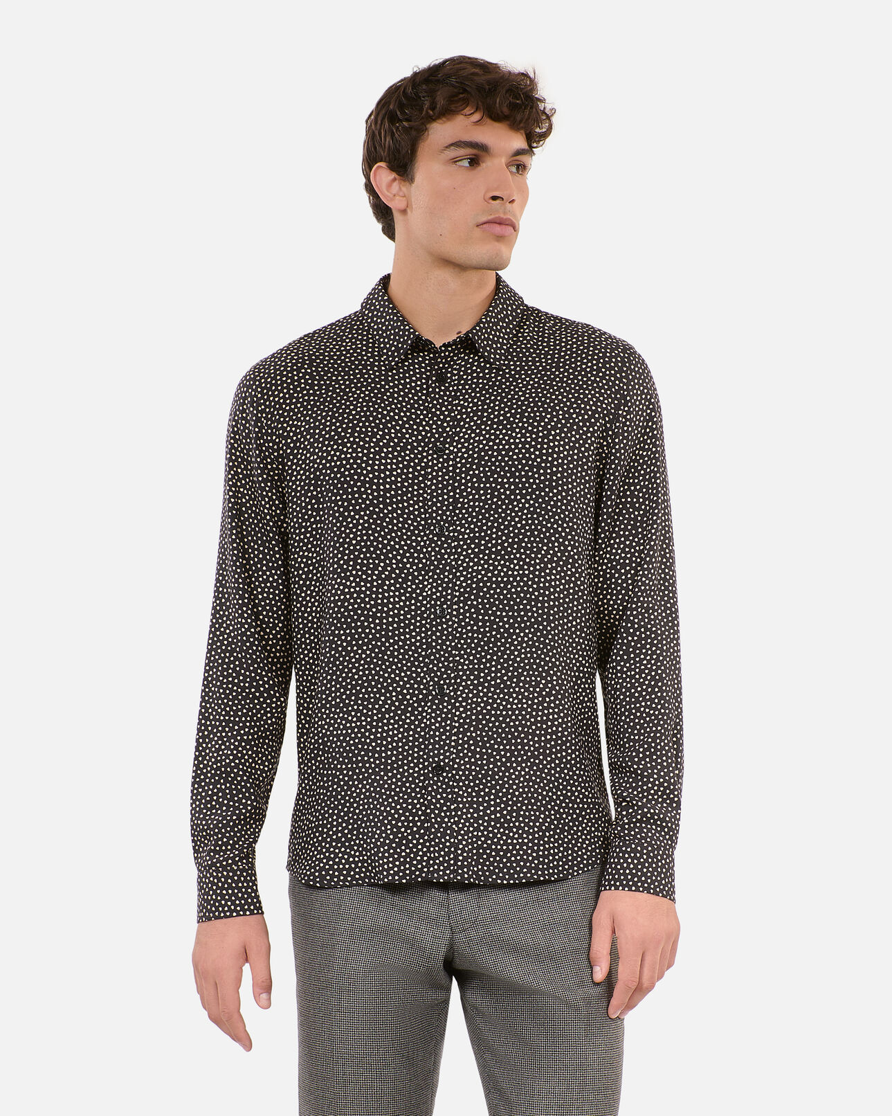 The Kooples HOMME BLACK WHITE chemise imprimé cœurs noir et blanc