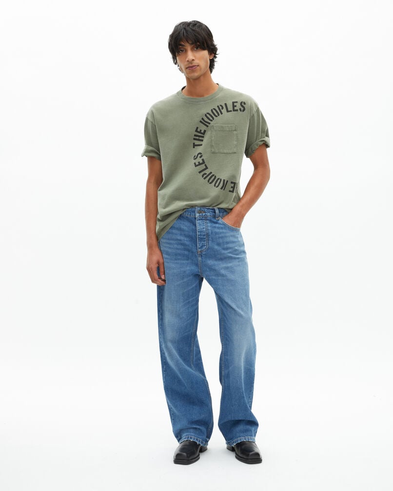 The Kooples HERREN KAKI t-shirt mit khakifarbenem siebdruck