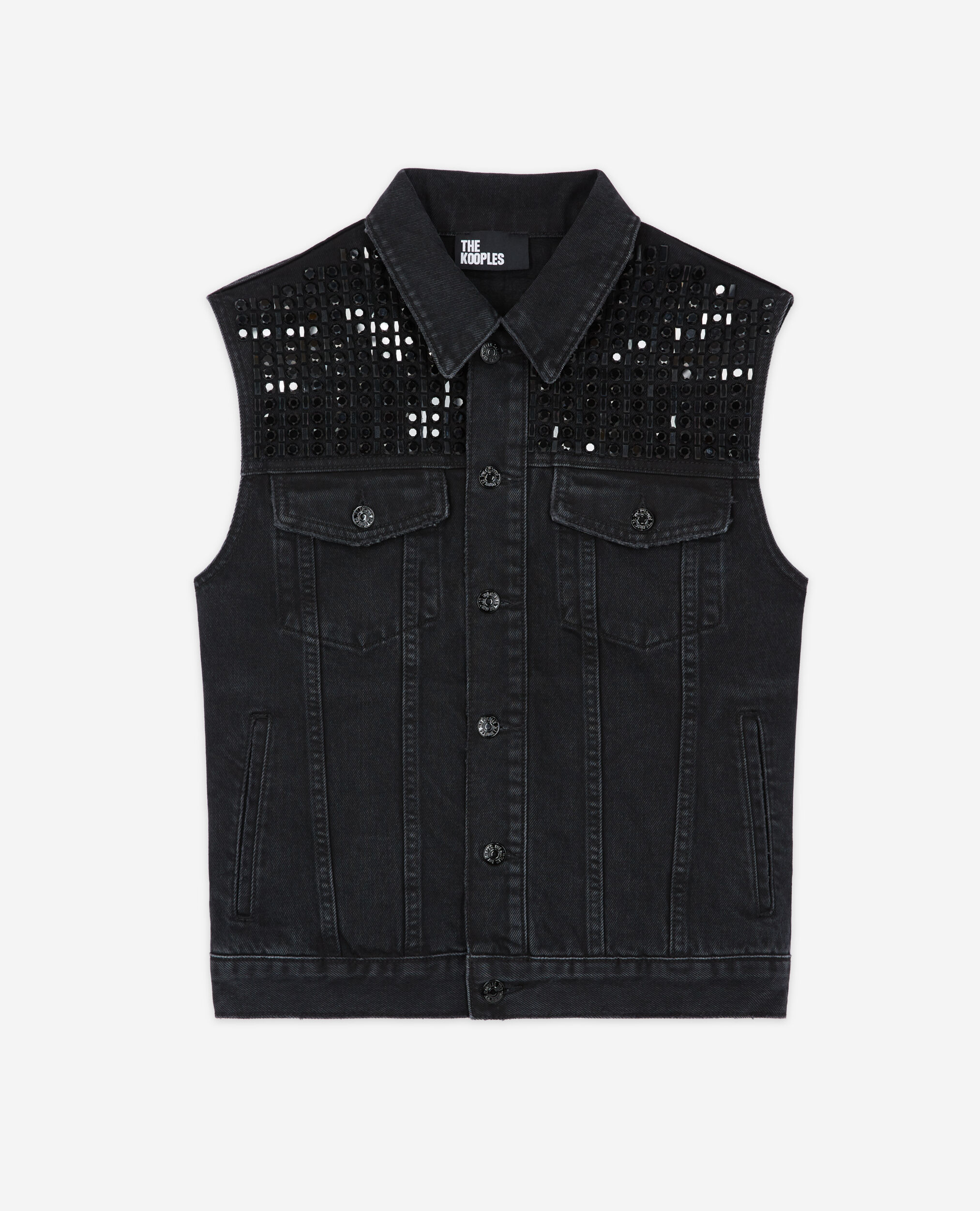 Sleeveless black sales jean jacket