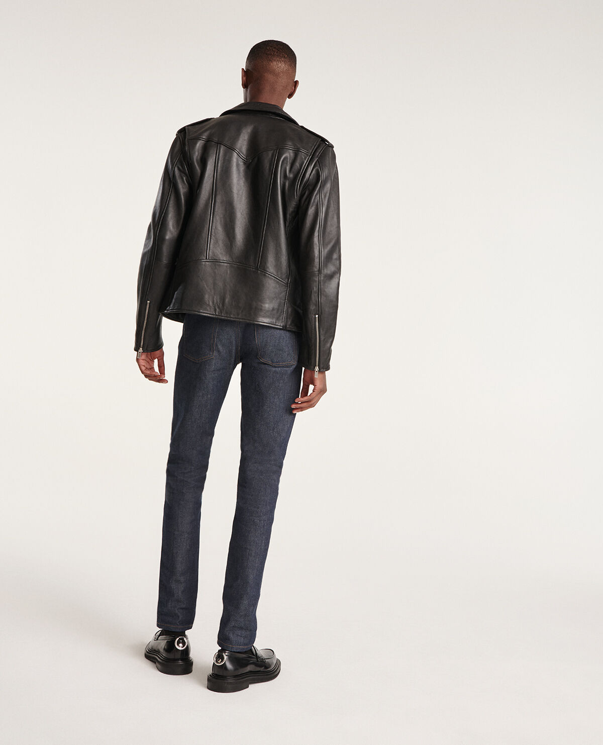Blouson biker cuir noir zippe The Kooples