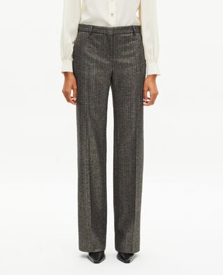 The Kooples WOMEN BLACK gold and black lurex herringbone straight-leg pants