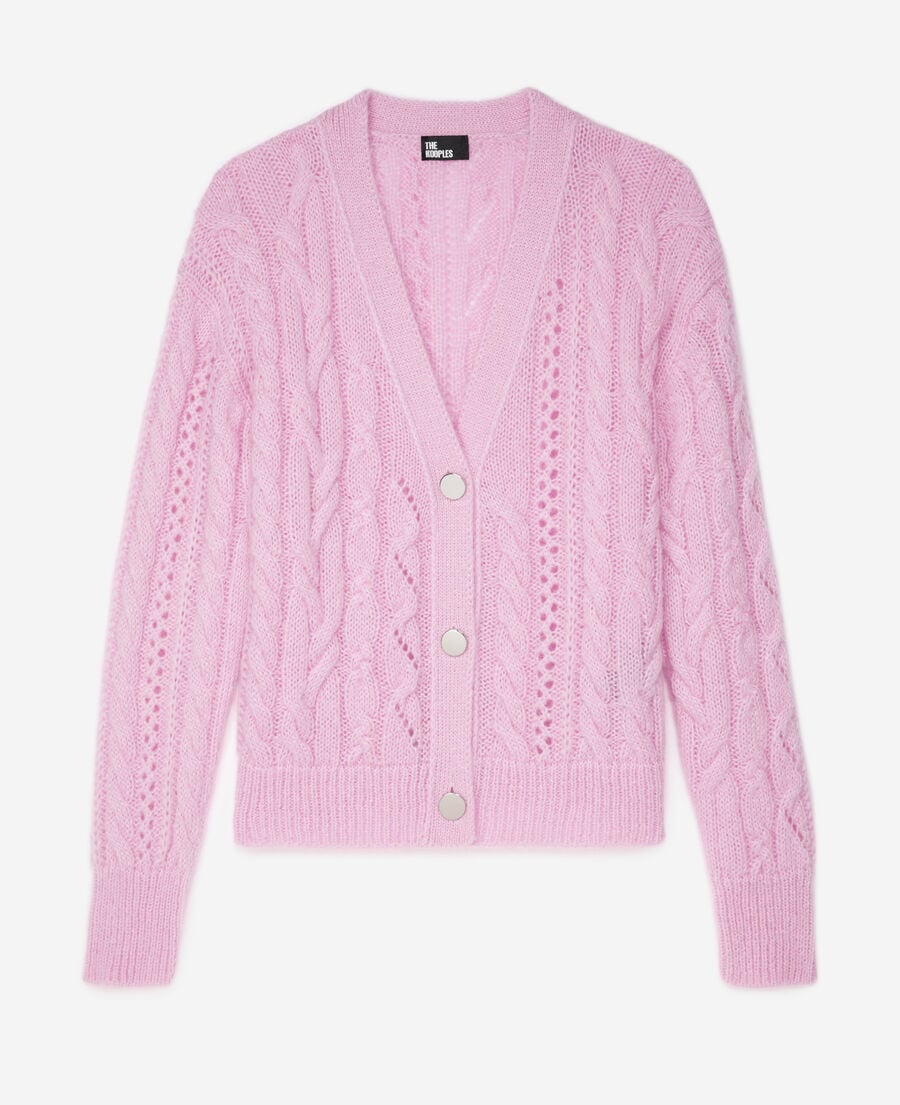 The Kooples F PINK pink cable-knit wool-blend cardigan
