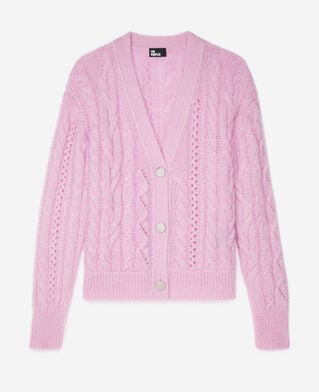 The Kooples F PINK pink cable-knit wool-blend cardigan
