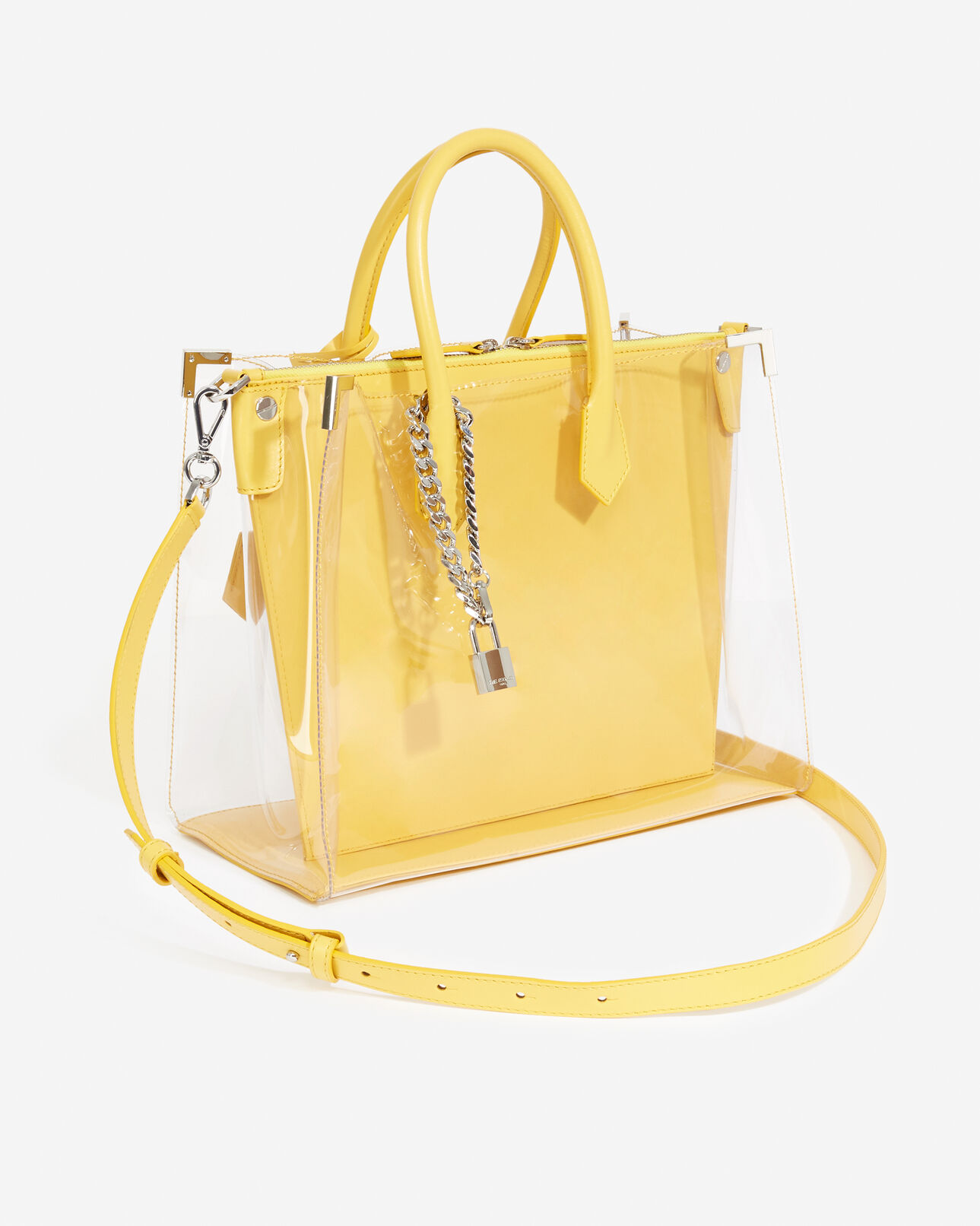 The Kooples FEMME BRIGHT YELLOW sac maxi ming transparent cuir jaune