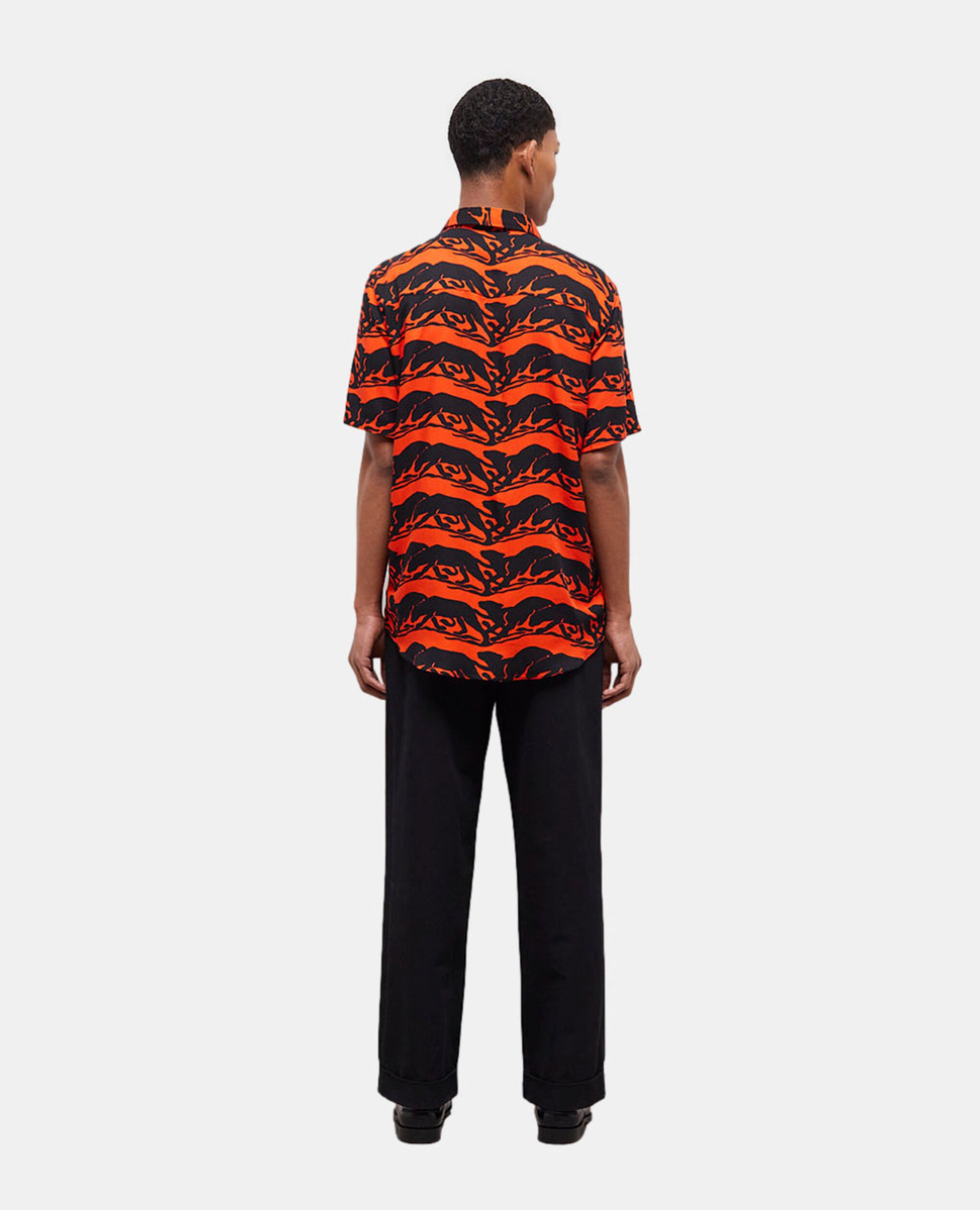 Panther print casual shirt, BLACK - RED, hi-res image number null